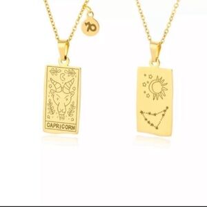 Capricorn Tarot Zodiac Symbol In 18k GP Double Sided